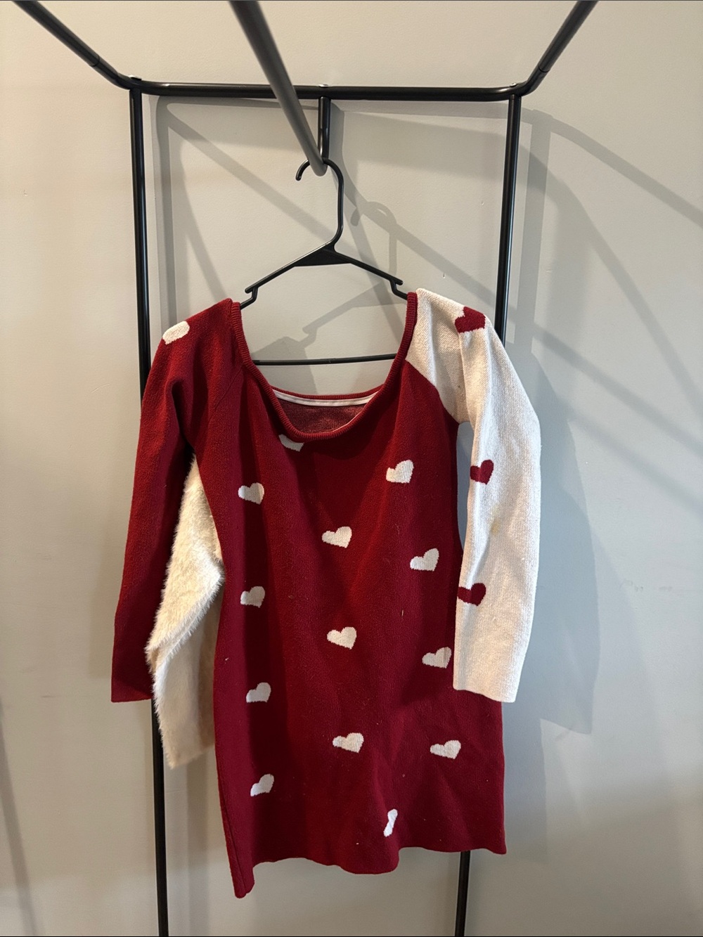 Kids Heart-Print Red & White Sweater Top